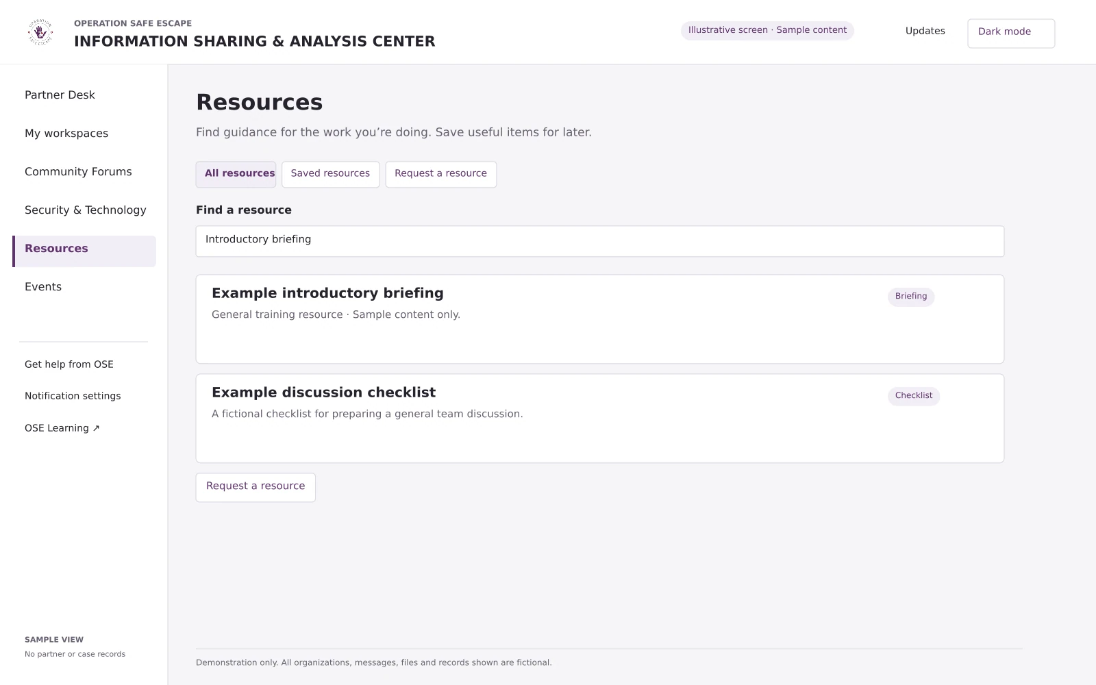 Illustrative resource library