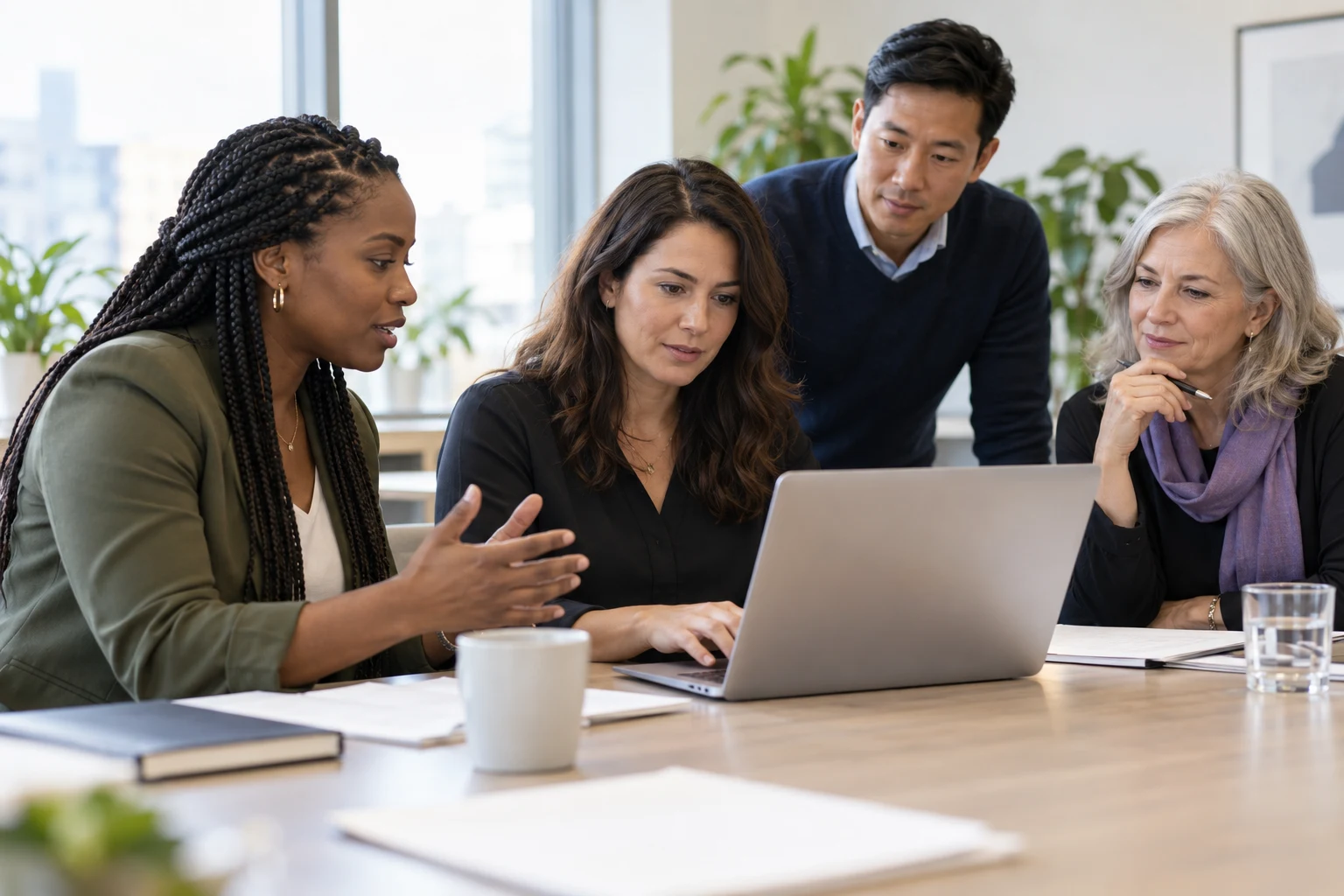Illustration of professionals collaborating on a plan